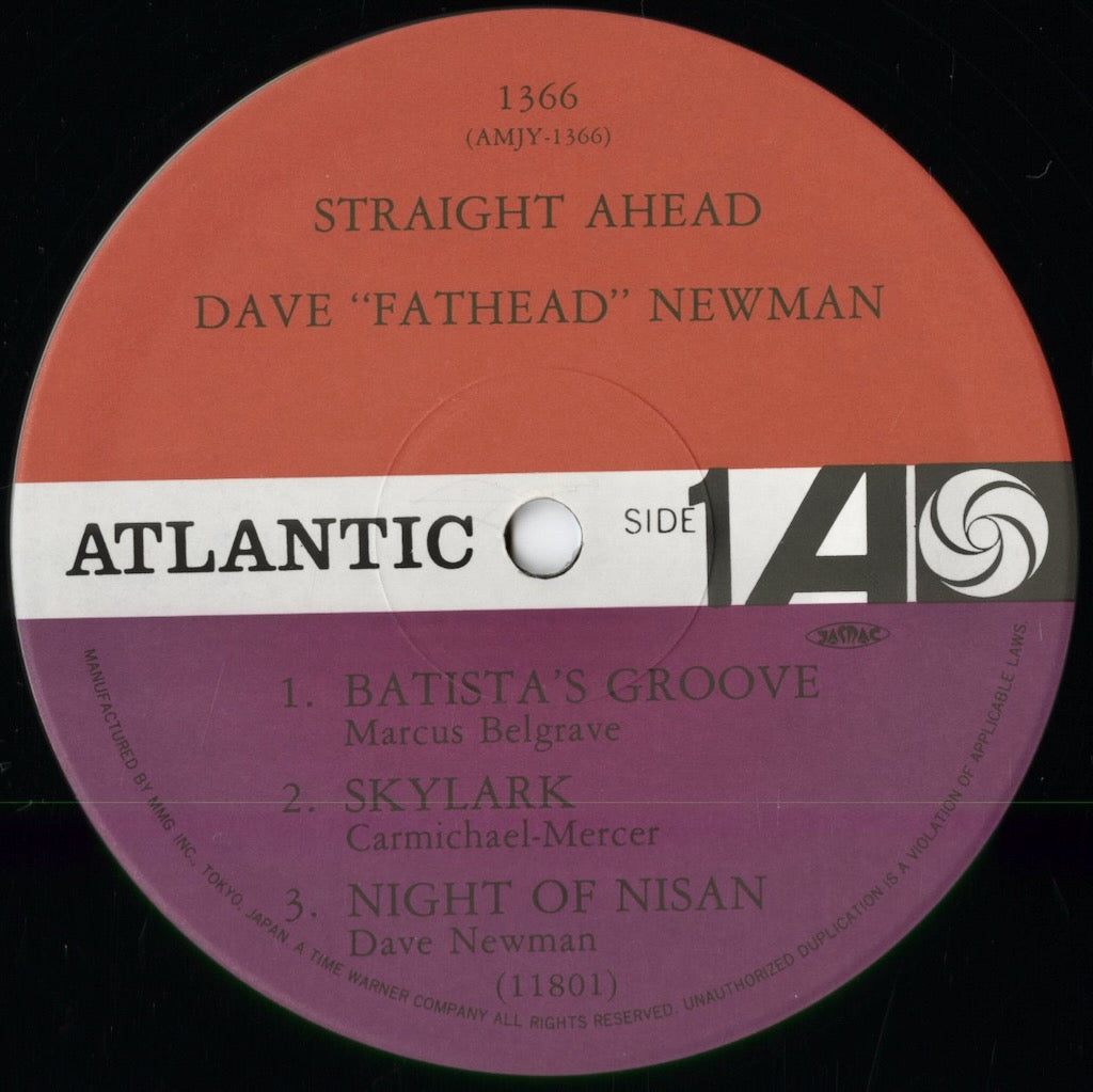 Dave Fathead Newman - Straight Ahead (AMJY 1366) 1992 JPN Atlantic｜中古LP
