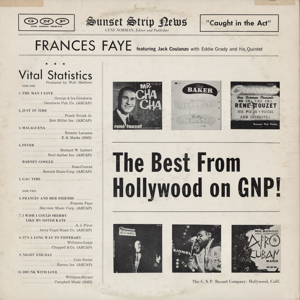 Frances Faye / フランシス・フェイ / Caught In The Act (GNP-41)