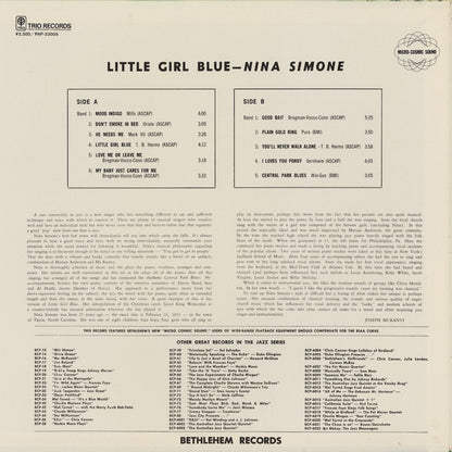 Nina Simone - Little Girl Blue (PAP-23005) LP 1981 JPN Bethlehem｜中古LP