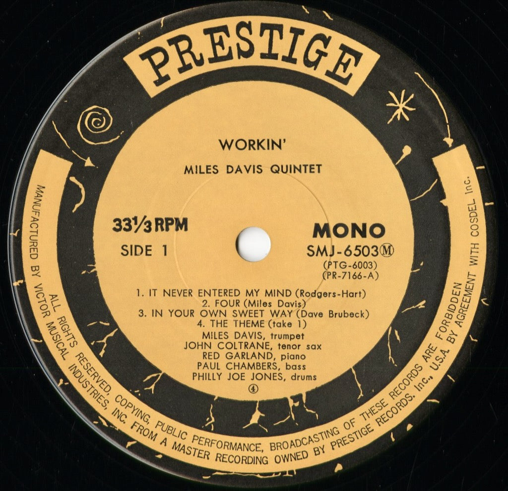 Miles Davis - Workin' (SMJ-6503M) 1975 JPN Prestige｜中古LP