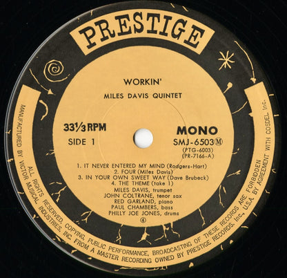 Miles Davis - Workin' (SMJ-6503M) 1975 JPN Prestige｜中古LP