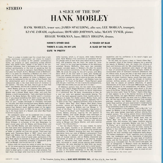 Hank Mobley - A Slice Of The Top (GXK 8177) 1981 JPN Blue Note / キングレコード｜中古LP