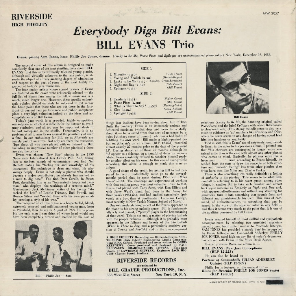 Bill Evans / ビル・エヴァンス / Everybody Digs Bill Evans (MW 2057