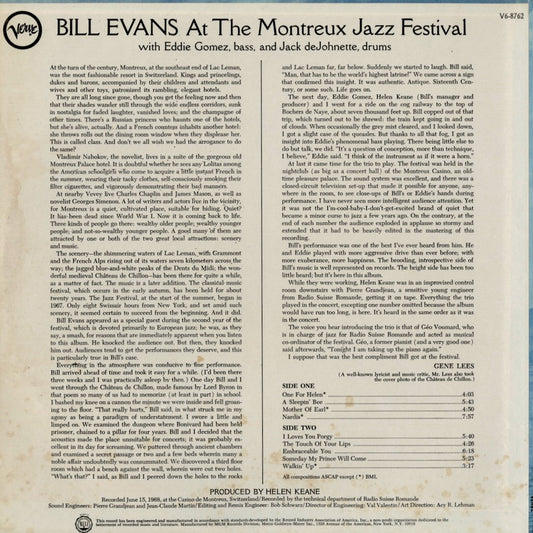 Bill Evans – At The Montreux Jazz Festival (V6-8762) LP 1968 US Verve | 中古LP