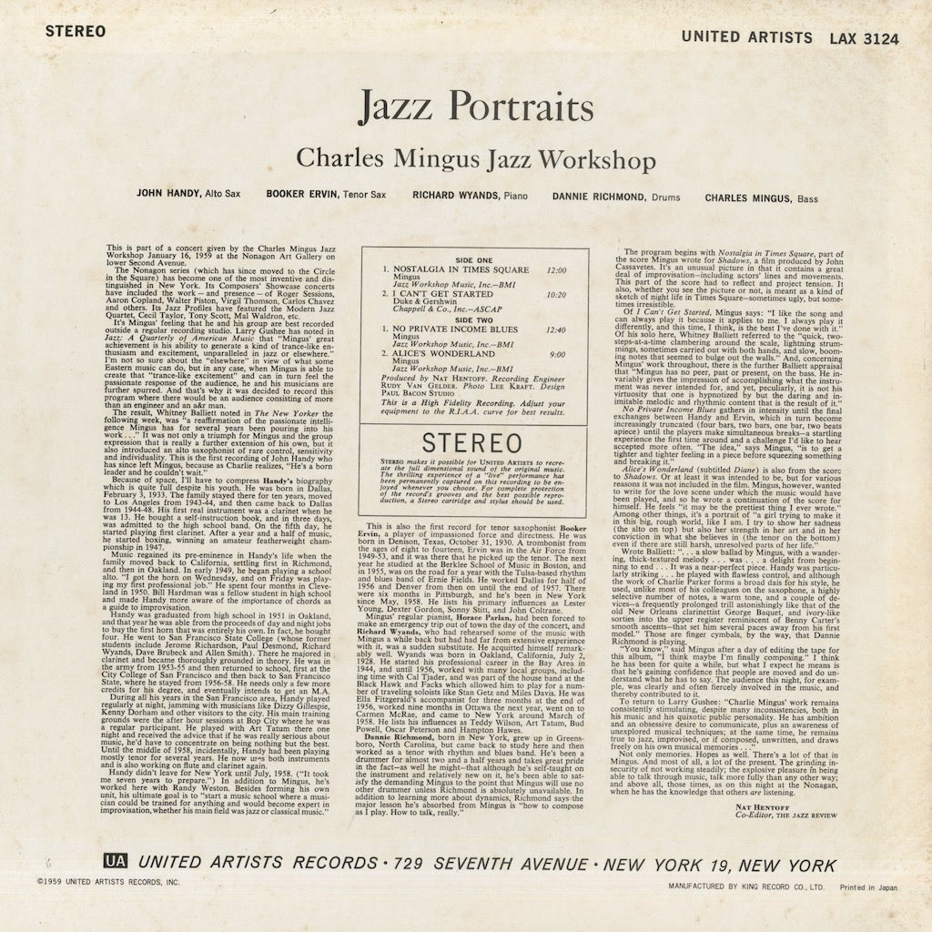 Charles Mingus / チャールズ・ミンガス / Jazz Portraits (LAX-3124)