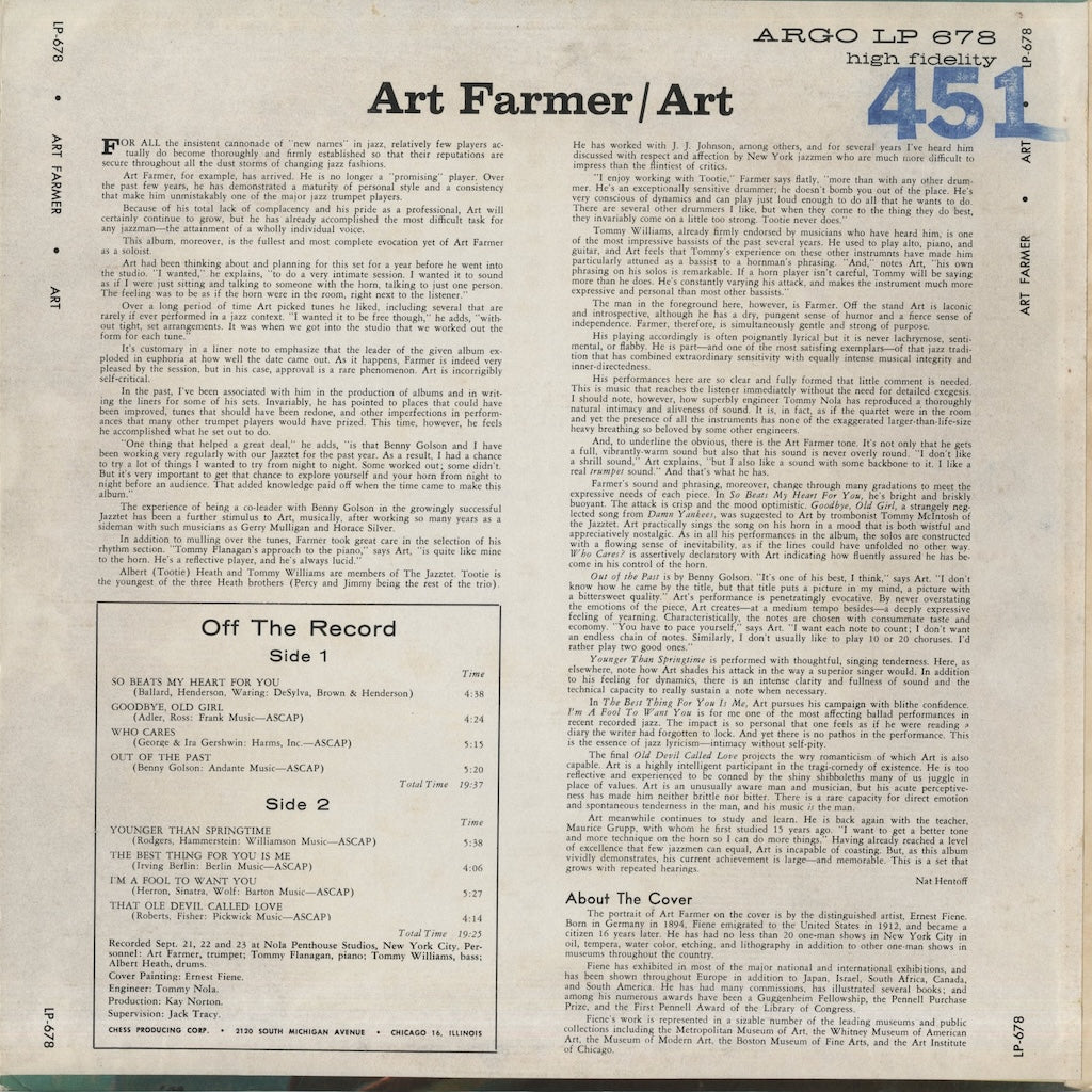 Art Farmer / アート・ファーマー / Art (LP-678) – VOXMUSIC WEBSHOP