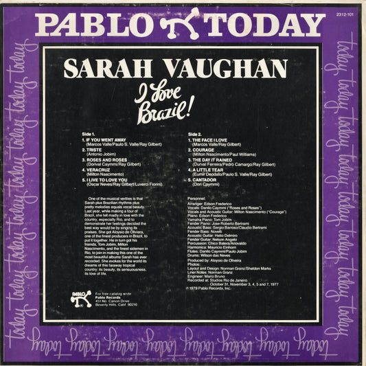 Sarah Vaughan – I Love Brazil! (2312-101) LP 1979 US Pablo | 中古LP