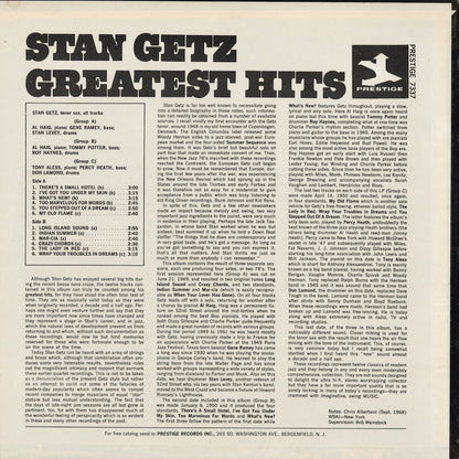 Stan Getz - Stan Getz Greatest Hits (PRT-7337) 1970's US Prestige｜中古LP