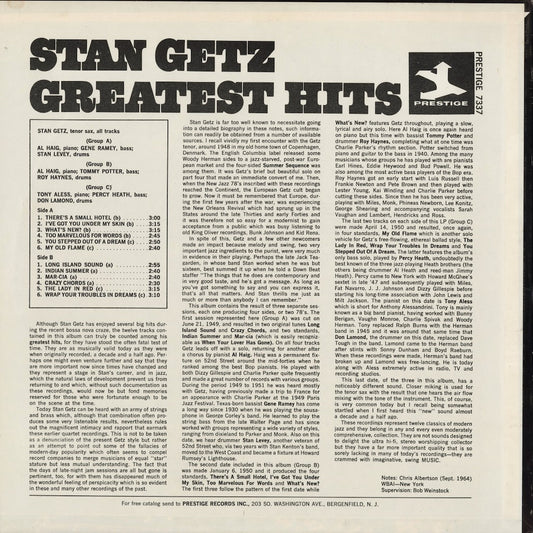Stan Getz - Stan Getz Greatest Hits (PRT-7337) 1970's US Prestige｜中古LP