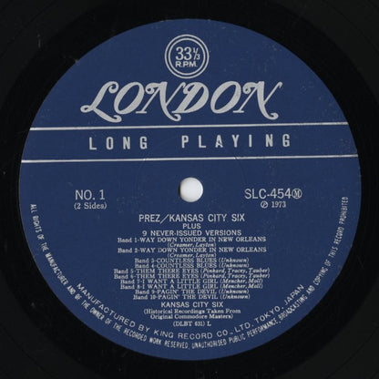 Lester Young / レスター・ヤング / Lester Young With The Kansas City Five (SLC(M) 454)