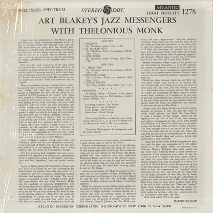 Art Blakey / アート・ブレイキー / Art Blakey's Jazz Messengers With Thelonious Monk (SD 1278)