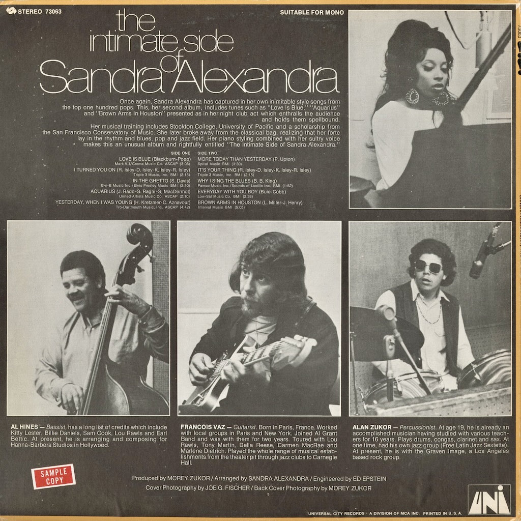 Sandra Alexandra - The Intimate Side Of Sandra Alexandra (73063) 1969 US UNI｜中古LP