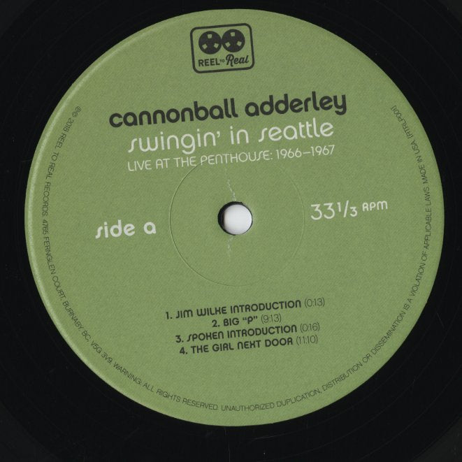 Cannonball Adderley / キャノンボール・アダレイ / Swingin' In Seattle: Live At The Penthouse (1966-1967) (RTRLP001)
