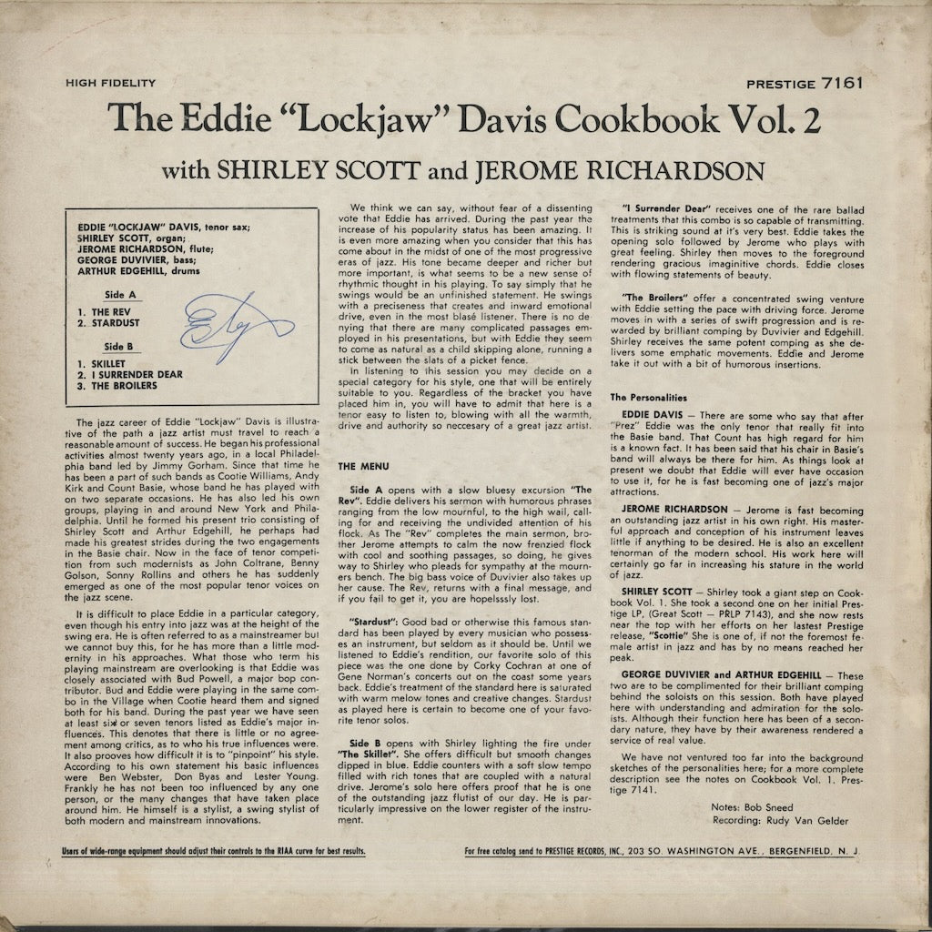 Eddie Lockjaw Davis / エディ・ロックジョウ・デイヴィス / Cookbook Vomume II (PRLP 7161)