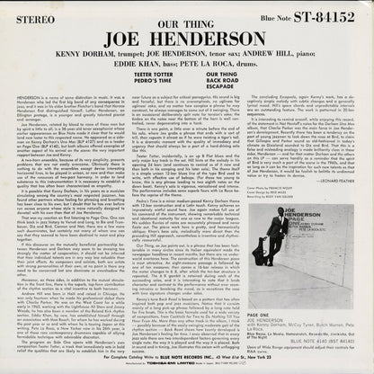 Joe Henderson - Our Thing (BNJ 71089) 1985 JPN Blue Note｜中古LP