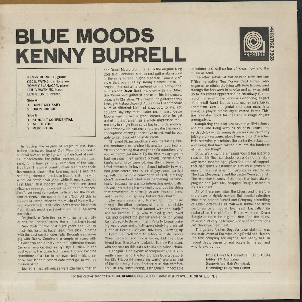 Kenny Burrell / ケニー・バレル / Blue Moods (PRT 7308)
