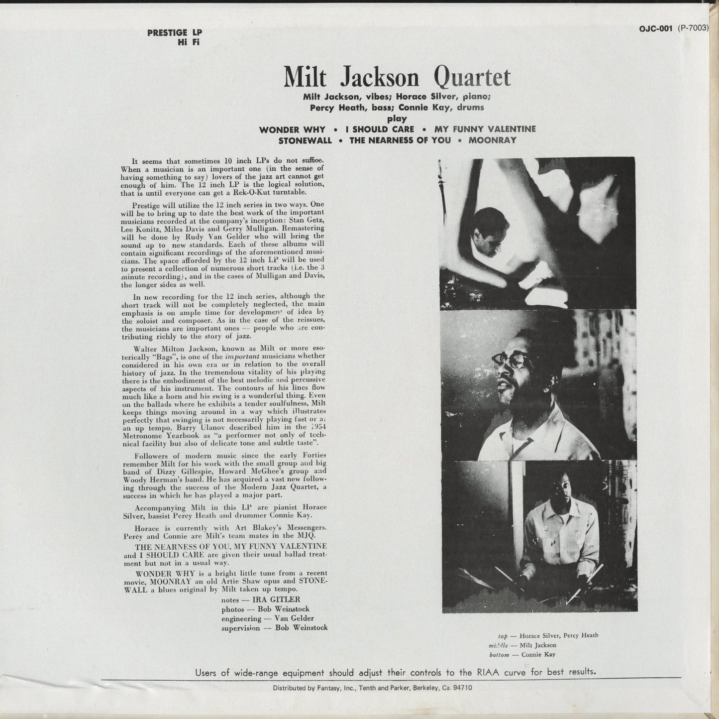Milt Jackson / ミルト・ジャクソン / Milt Jackson Quartet (OJC-001)