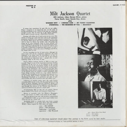 Milt Jackson / ミルト・ジャクソン / Milt Jackson Quartet (OJC-001)