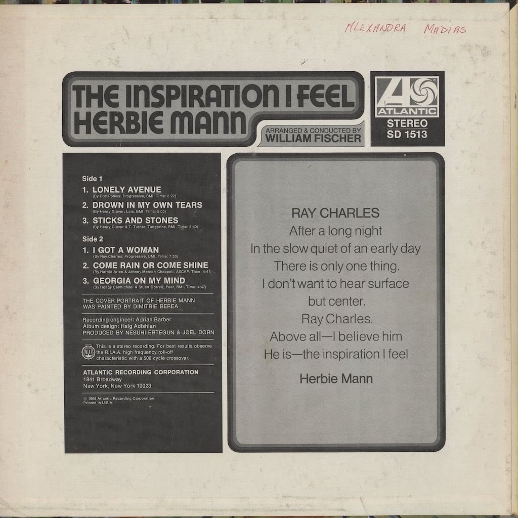 Herbie Mann / ハービー・マン / The Inspiration I Feel (SD 1513)