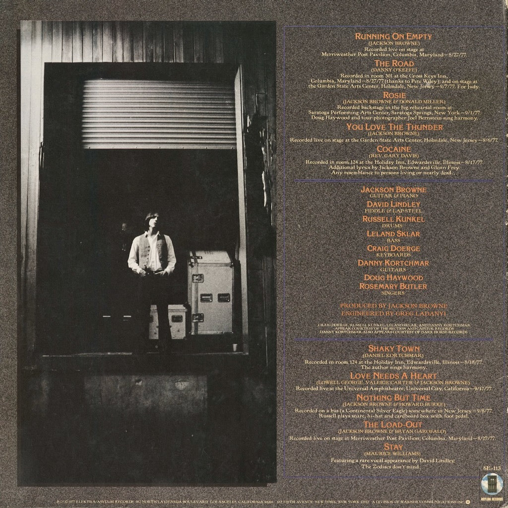 Jackson Browne - Running On Empty (6E-113) 1977 US Asylum｜中古LP