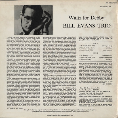Bill Evans - Waltz For Debby (OJC-210) LP 1985 US Riverside｜中古LP