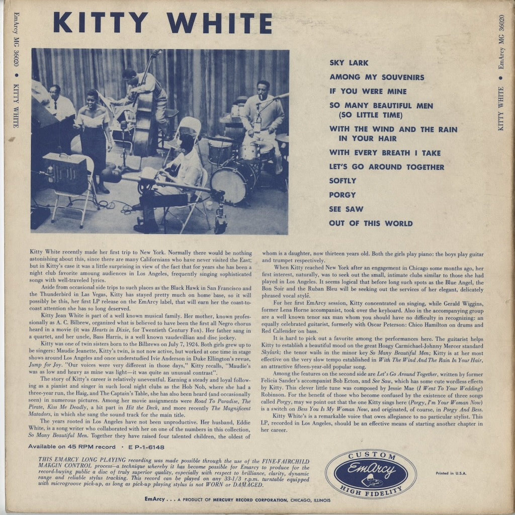 Kitty White - A New Voice In Jazz (MG-36020) 1955 US EmArcy｜中古LP