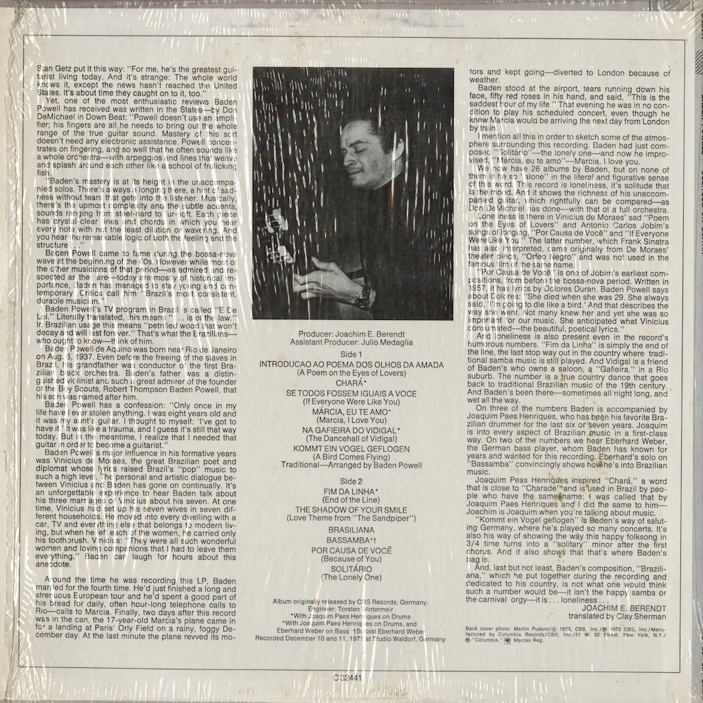Baden Powell - Solitude On Guitar (C32441) 1973 US Columbia｜中古LP