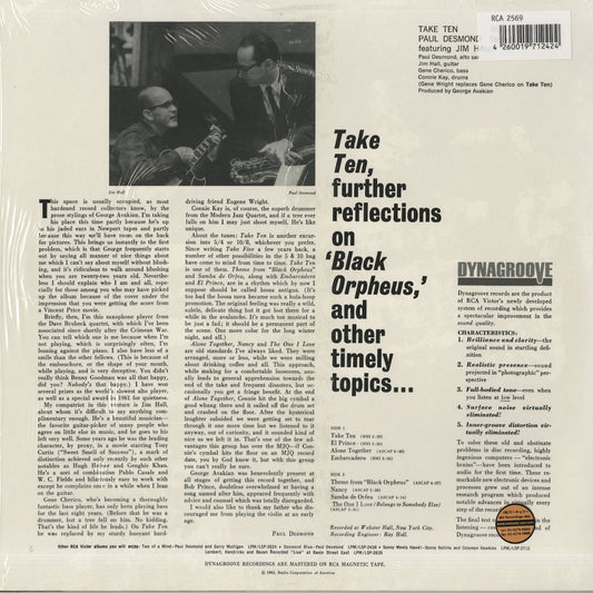 Paul Desmond / ポール・デズモンド / Take Ten - Audiophile (LSP-2569)