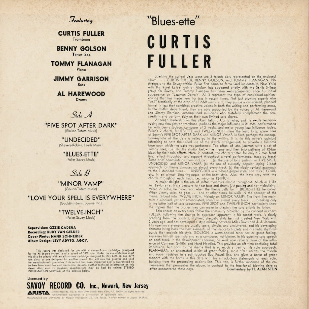 Curtis Fuller – Blues-Ette (22RS-2) LP 1977 JPN Arista | 中古LP