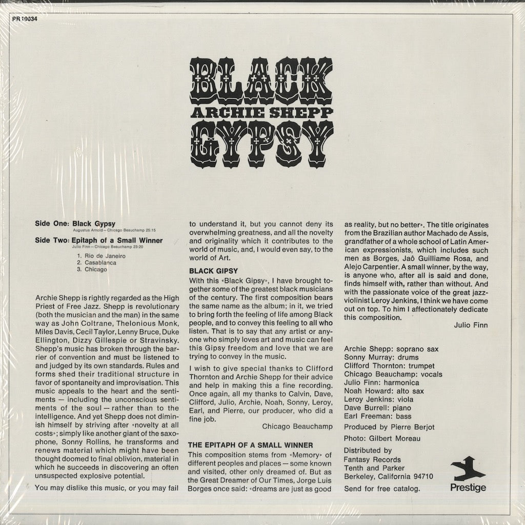 Archie Shepp / アーチー・シェップ / Black Gypsy (PRST 10034