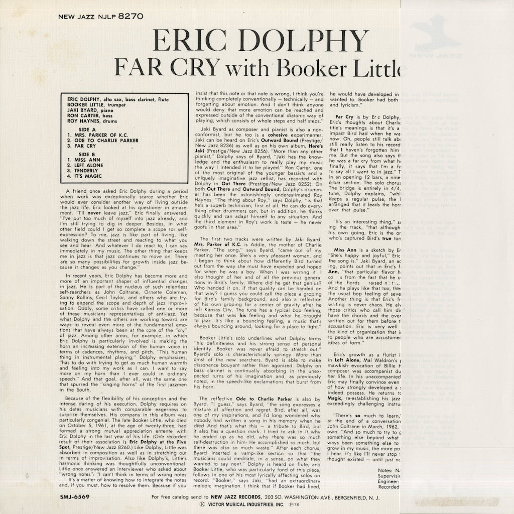 Eric Dolphy - Booker Little / エリック・ドルフィー / Far Cry (SMJ-6569)