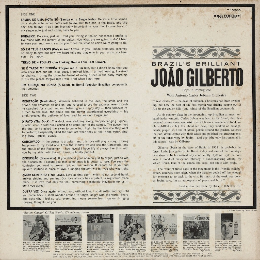 Joao Gilberto - Brazil's Brilliant (T10280) LP 1960 US Capitol｜中古LP