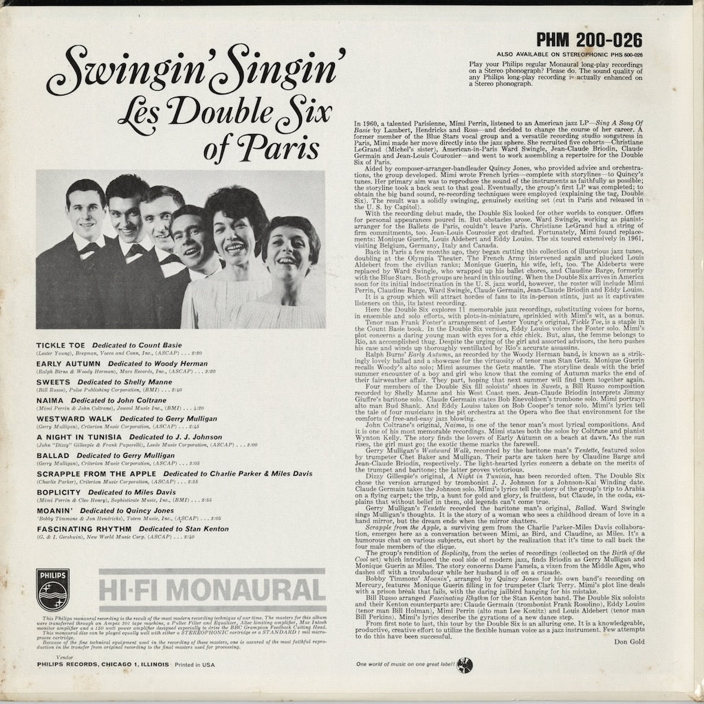 PHM 200-026 Double Six Of Paris - Swingin' Singin'! | 中古レコード
