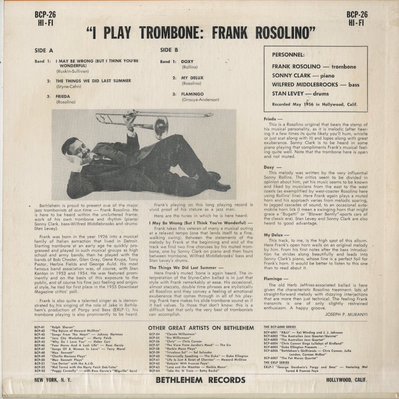 Frank Rosolino / フランク・ロソリーノ / I Play Trombone (BCP-26)