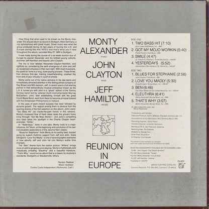 Monty Alexander - Reunion In Europe (CJ 231) 1984 US Concord Jazz｜中古LP