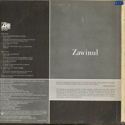 Joe Zawinul - Zawinul (SD 1579) 1971 US Atlantic｜中古LP