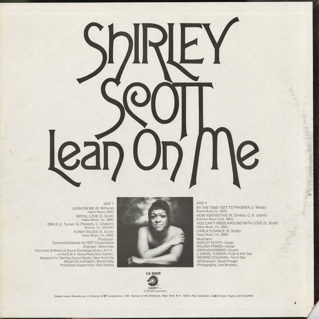 シャーリー・スコット / Shirley Scott『Lean On Me』(CA50025) 1972
