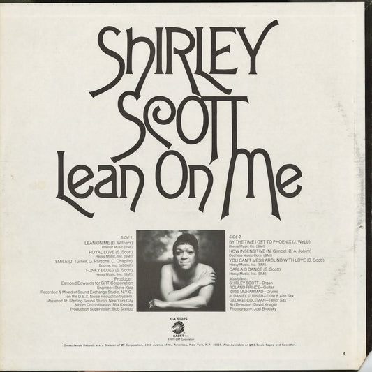 Shirley Scott - Lean On Me (CA50025) 1972 US Cadet｜中古LP