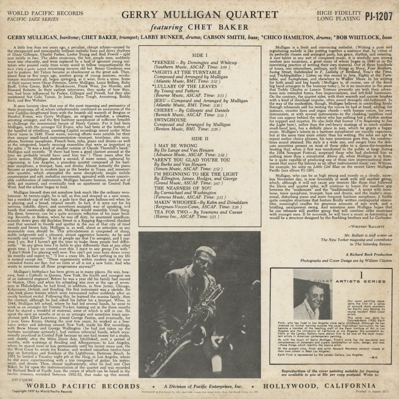 Gerry Mulligan / ジェリー・マリガン / The Gerry Mulligan Quartet (PJ-1207)