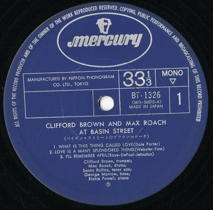 Clifford Brown & Max Roach - At Basin Street (BT-1326) 1974 JPN Mercury｜中古LP