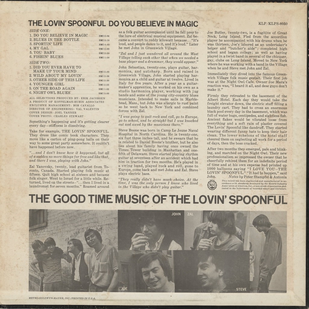 Lovin' Spoonful / ラヴィン・スプーンフル / Do You Believe In Magic (KLP 8050)