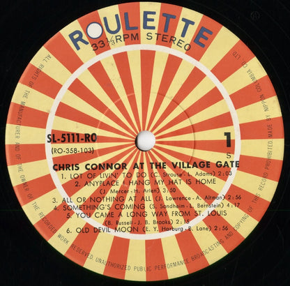 Chris Connor - At The Village Gate (SL-5111-RO) 1974 JPN Roulette｜中古LP
