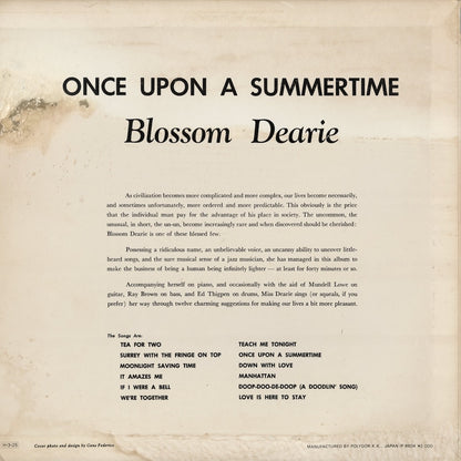 Blossom Dearie - Once Upon A Summer Time (20MJ 0074) LP 1986 JPN Verve｜中古LP