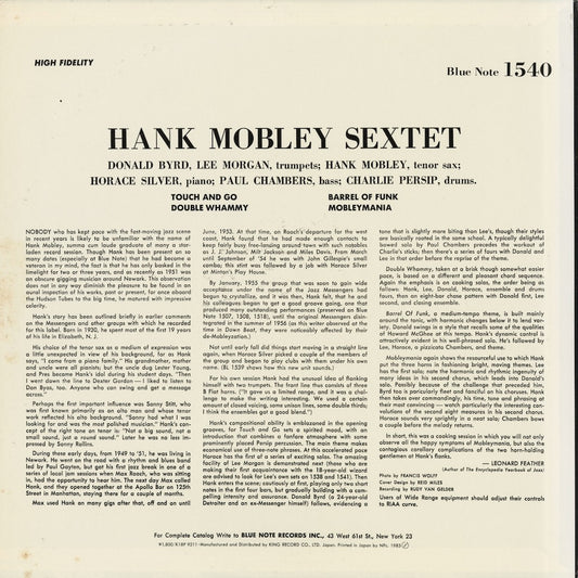 Hank Mobley - Hank Mobley With Donald Byrd And Lee Morgan (K18P-9211) 1983 JPN Blue Note｜中古LP