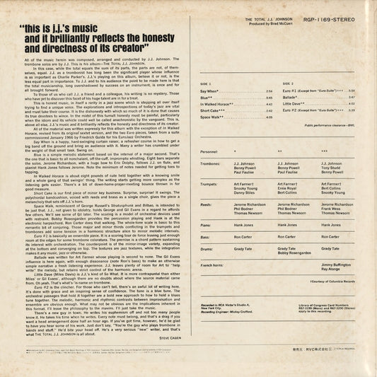 J.J. Johnson - The Total J.J. Johnson (RGP-1169) 1976 JPN RCA Victor｜中古LP