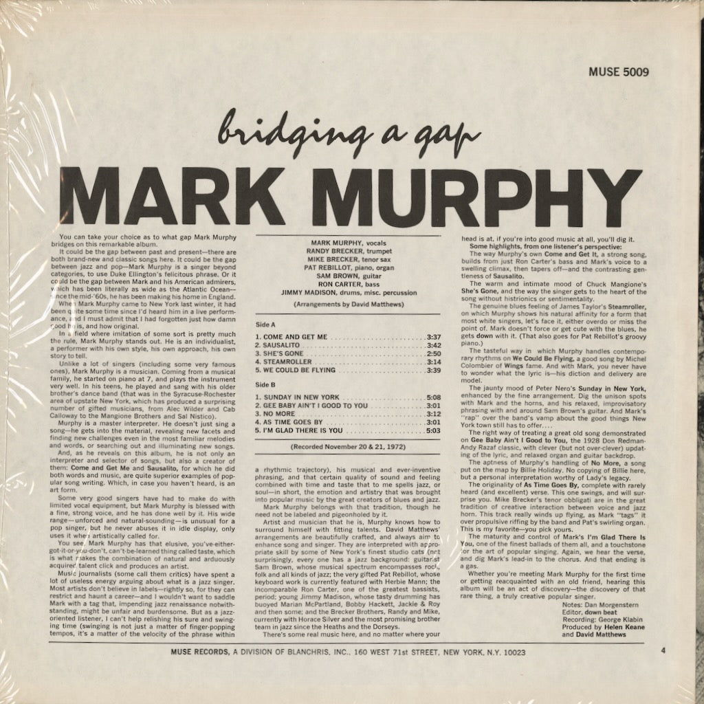 Mark Murphy - Bridging A Gap (MR 5009) LP 1973 US Muse