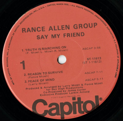 Rance Allen Group - Say My Friend (ST-11613) LP 1977 US Capitol｜中古LP