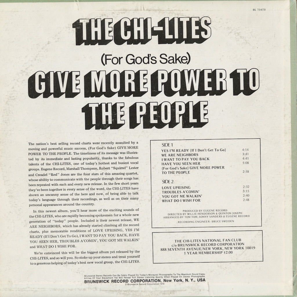 The Chi-Lites / シャイ・ライツ / Give More Power To The People (BL 754170)