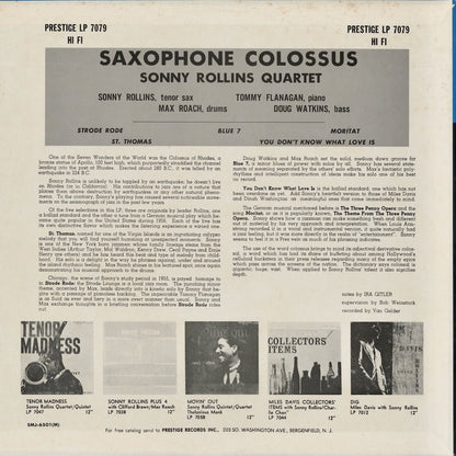 Sonny Rollins - Saxophone Colossus (SMJ-6501M) LP 1976 JPN Prestige｜中古LP