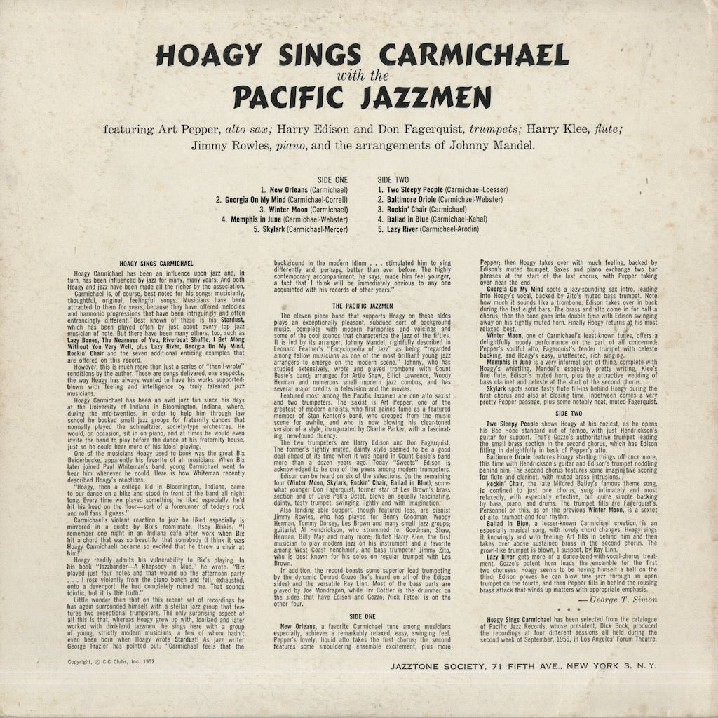 Hoagy Carmichael / ホーギー・カーマイケル / Hoagy Sings Carmichael (J 1266)